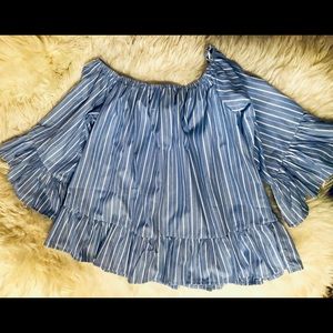 Blue striped blouse size large